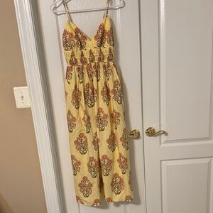 J.Crew smocked v neck in block print Chic Yellow Floral Maxi Dress.